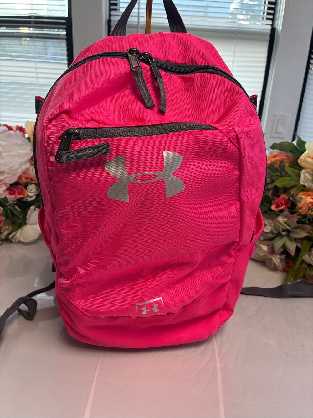 Under Armour Hustle Jr II T-Ball Bat Pack Pink Gray Baseball Backpack UASB-HJBP2